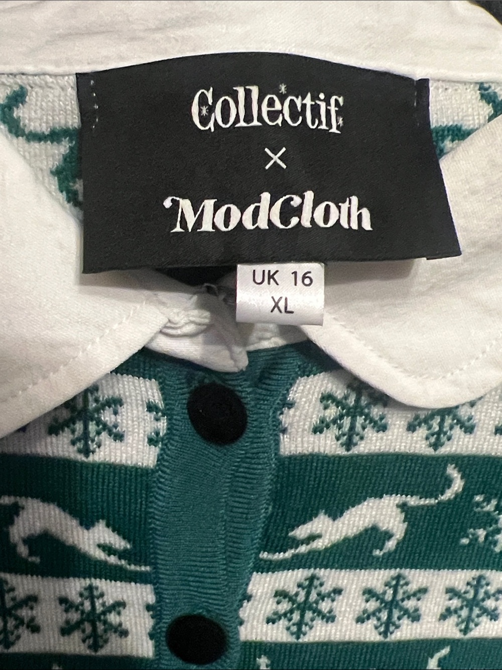 Collectif Modcloth Milicent Cat Cardigan Christmas Sweater XL - Picture 2 of 5